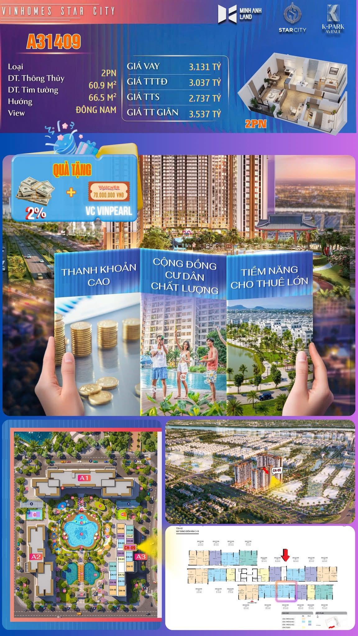 🏡 K-Park Avenue: Căn Hộ A31409 - Sống Tiện Nghi, Tận Hưởng Từng Khoảnh Khắc! ✨